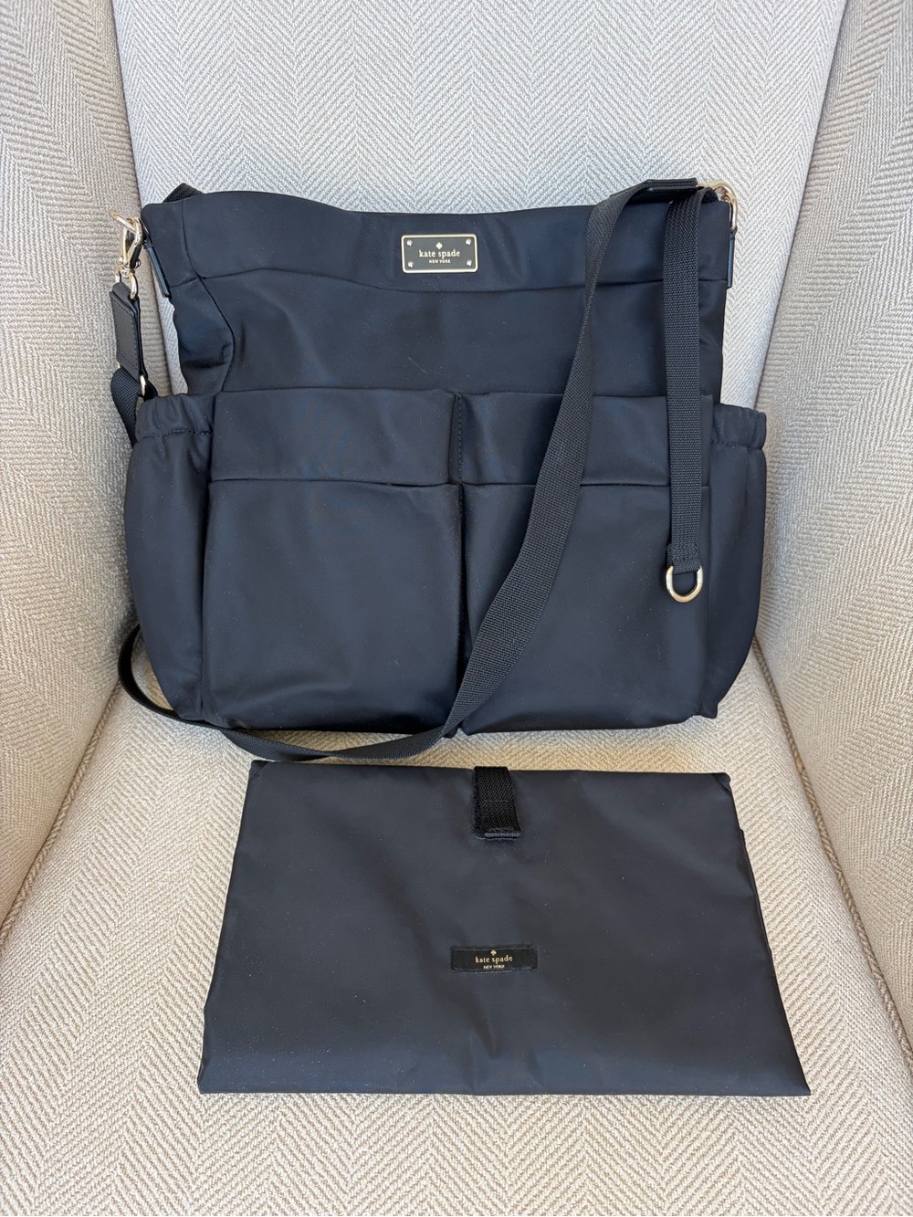 kate spade black nylon baby bag with changing pad